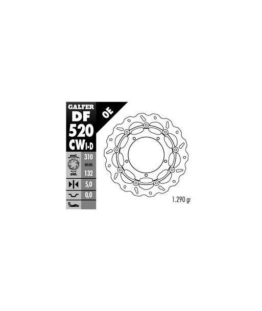 DISC WAVE FLOATING COMPLETE RIGHT (C. ALU.) 310x5m