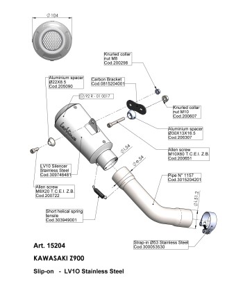 SILENCIOSO KAWASAKI Z900 17/18 LV-10 HOM