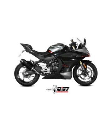 Mivv Slip-On AK-1 Black con tapa de carbono CF Moto 450SR 2023-26