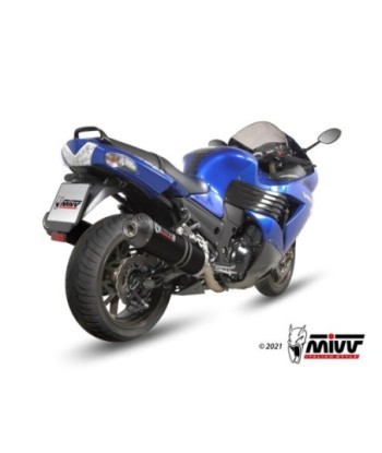 Mivv 2 Slip-On Oval black con tapa carbono Kawasaki ZZR 1400 2006-07