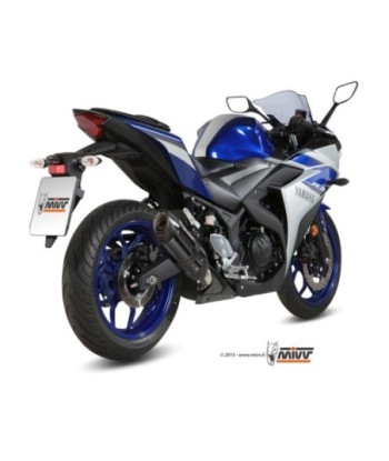 Mivv Slip-On Suono Black con tapa carbono Yamaha YZF R25 / YZF R3 2015-24