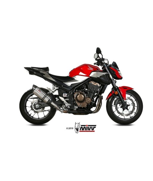Mivv Slip-On Suono St. Steel con tapa carbono Honda CB 500 F 2019-25