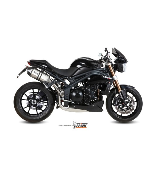 Mivv 2 Slip-On Speed edge St. Steel con tapa carbono Triumph Speed Triple 2011-15