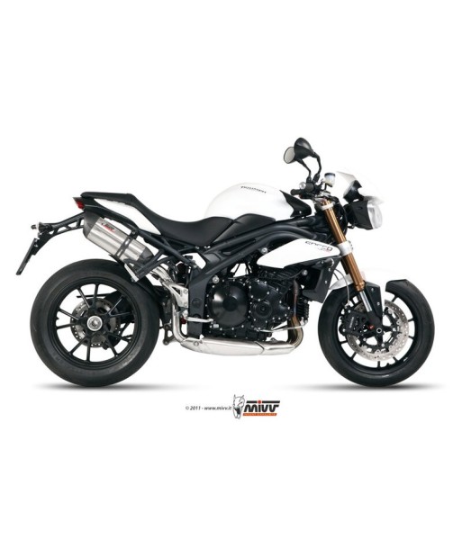 Mivv 2 Slip-On Suono St. Steel con tapa carbono Triumph Speed Triple 2011-15