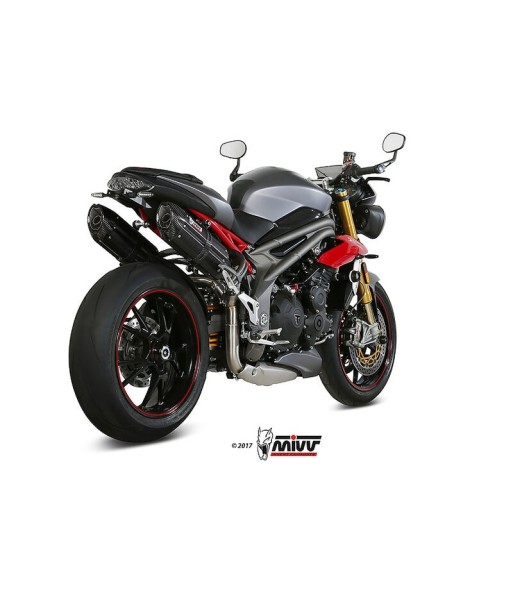Mivv 2 Slip-On Suono black con tapa carbono Triumph Speed Triple 2016-17