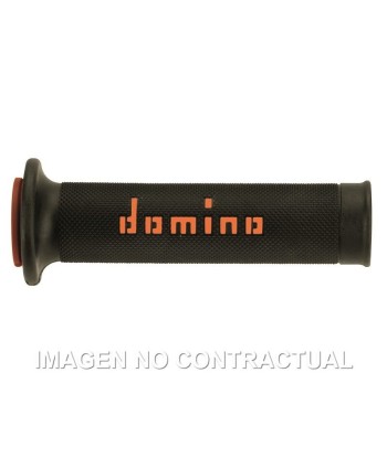 Puños Domino On Road Negro - Naranja Abiertos D 22 mm L 120-125 mm