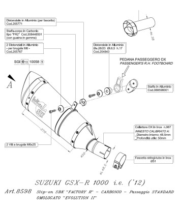 SUZUKI GSX-R 1000IE   SBK SLIP-ON FACTORY-R CARBONO DE ORIGEN HOMOL  EVOLUTION II  COPA CARB E