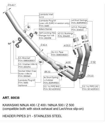 COLECTORES KAWASAKI NINJA/Z 500 24-25/ NINJA/Z 400 18-23