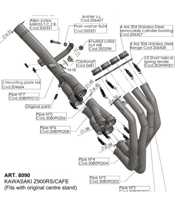 COLECTOR LEOVINCE KAWASAKI Z 900 RS/CAFE 18-24