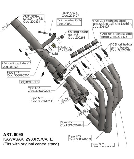 COLECTOR LEOVINCE KAWASAKI Z 900 RS/CAFE 18-24