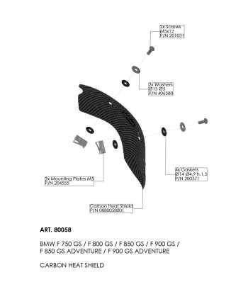 PROTECTOR CARBONO HEAT SHIELD BMW F 750 - 800 - 850 - 900 GS/ADVENTURE 18-24 