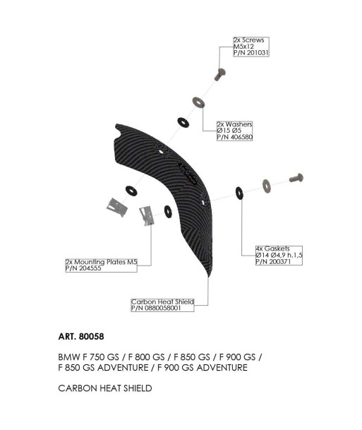 PROTECTOR CARBONO HEAT SHIELD BMW F 750 - 800 - 850 - 900 GS/ADVENTURE 18-24 