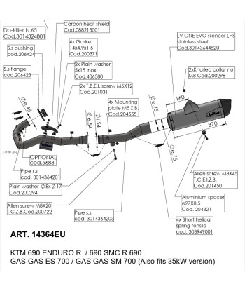 GRUPO COMPLETO SBK LV ONE EVO KTM 690SMCR/ENDURO 19-24/ GAS GAS ES/SM 700 22-24