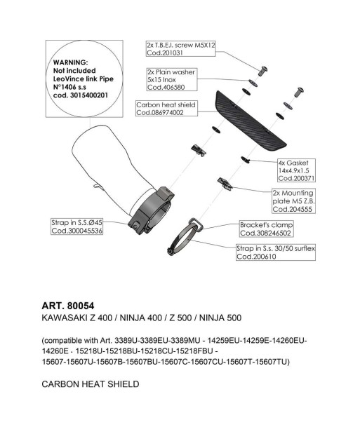 ESCUDO TÉRMICO DE CARBONO NINJA/Z 500 24-25/ NINJA/Z 400 18-23