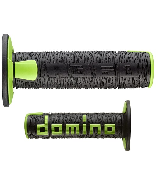 Puños Domino Off Road Rps Negro - Verde Abiertos D 22 mm L 120 mm