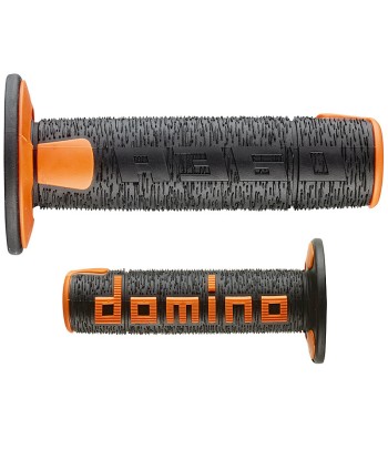 Puños Domino Off Road RPS Negro - Naranja Abiertos D 22 mm L 120 mm