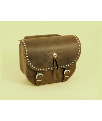 Alforja lateral con tachuelas piel marrón - Brown leather bag with studs