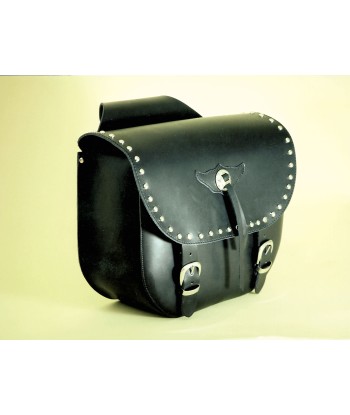 Alforja lateral con tachuelas piel negra - Black leather bag with studs
